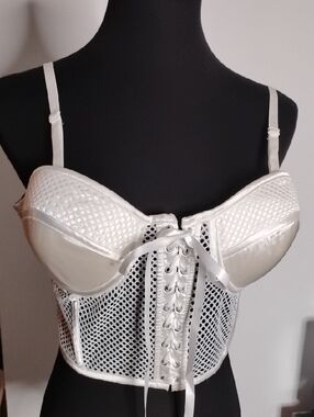 Charlotte Russe White Lace-Up Longline Bustier Corset Top
